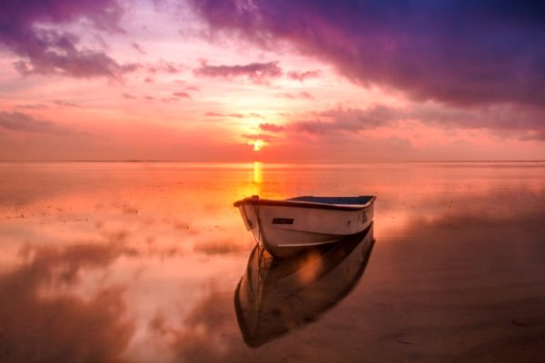 an unmanned boat in the sea