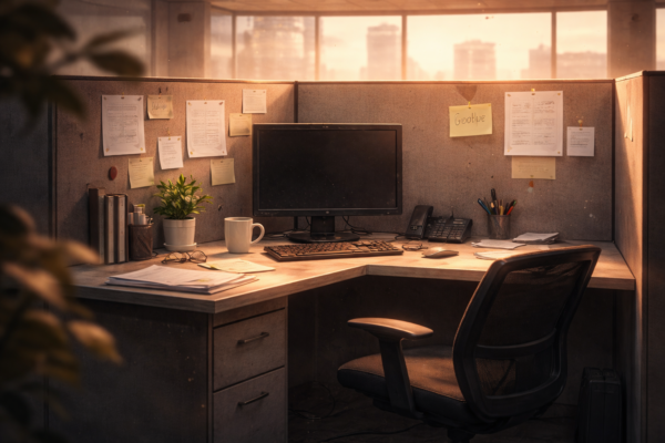 The empty office cubicle image for scottshak's musing